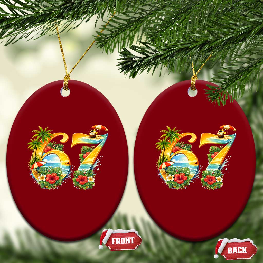 Hawaii Six Seven Ceramic Ornament Tropical Hibiscus Vacation Graphic TS12 Print Your Wear