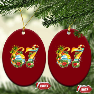 Hawaii Six Seven Ceramic Ornament Tropical Hibiscus Vacation Graphic TS12 Print Your Wear