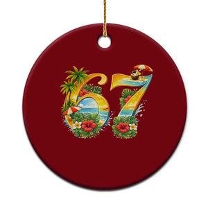 Hawaii Six Seven Ceramic Ornament Tropical Hibiscus Vacation Graphic TS12 1pc Red Print Your Wear