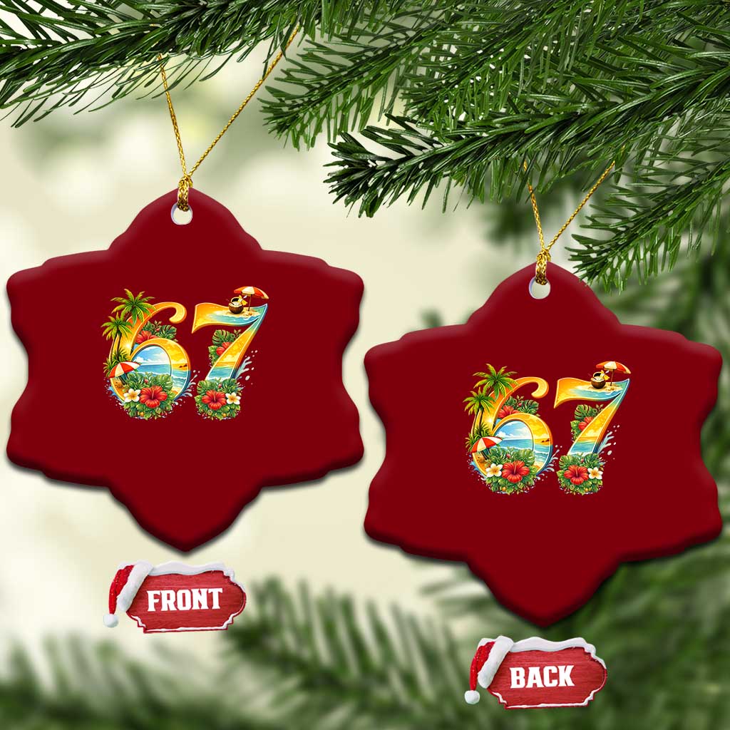Hawaii Six Seven Ceramic Ornament Tropical Hibiscus Vacation Graphic TS12 Print Your Wear