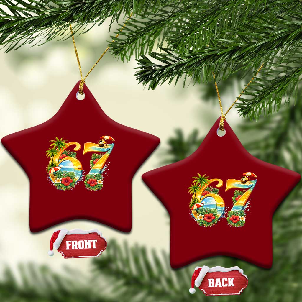 Hawaii Six Seven Ceramic Ornament Tropical Hibiscus Vacation Graphic TS12 Print Your Wear
