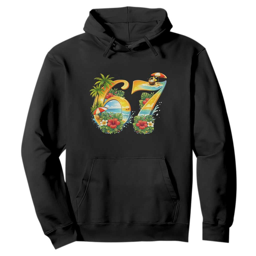Hawaii Six Seven Hoodie Tropical Hibiscus Vacation Graphic TS12 Black Print Your Wear