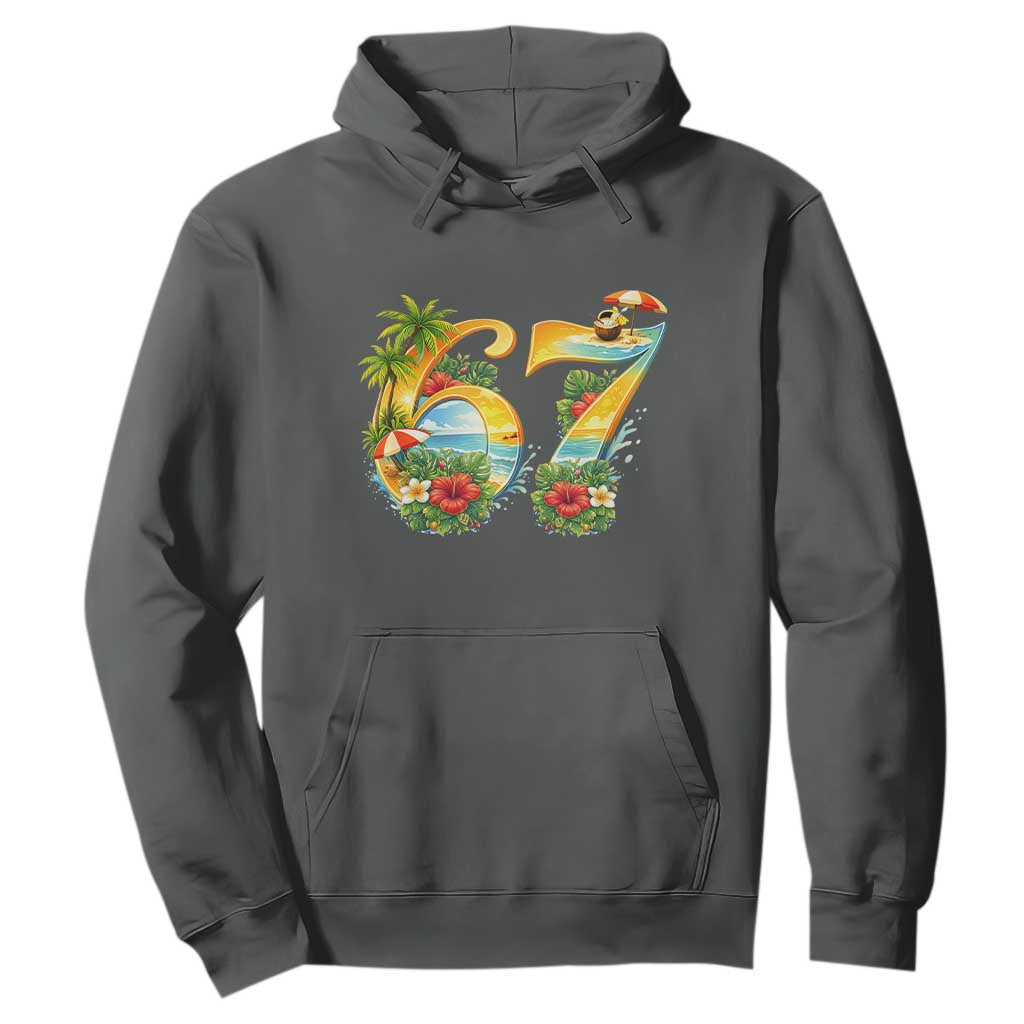 Hawaii Six Seven Hoodie Tropical Hibiscus Vacation Graphic TS12 Dark Heather Print Your Wear