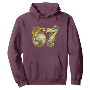 Hawaii Six Seven Hoodie Tropical Hibiscus Vacation Graphic TS12 Maroon Print Your Wear