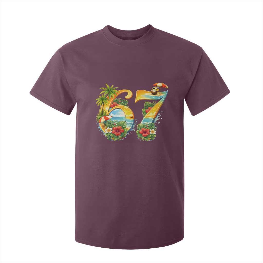 Hawaii Six Seven T Shirt For Kid Tropical Hibiscus Vacation Graphic TS12 Maroon Print Your Wear