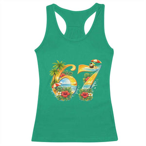 Hawaii Six Seven Racerback Tank Top Tropical Hibiscus Vacation Graphic TS12 Irish Green Print Your Wear