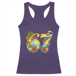 Hawaii Six Seven Racerback Tank Top Tropical Hibiscus Vacation Graphic TS12 Purple Print Your Wear