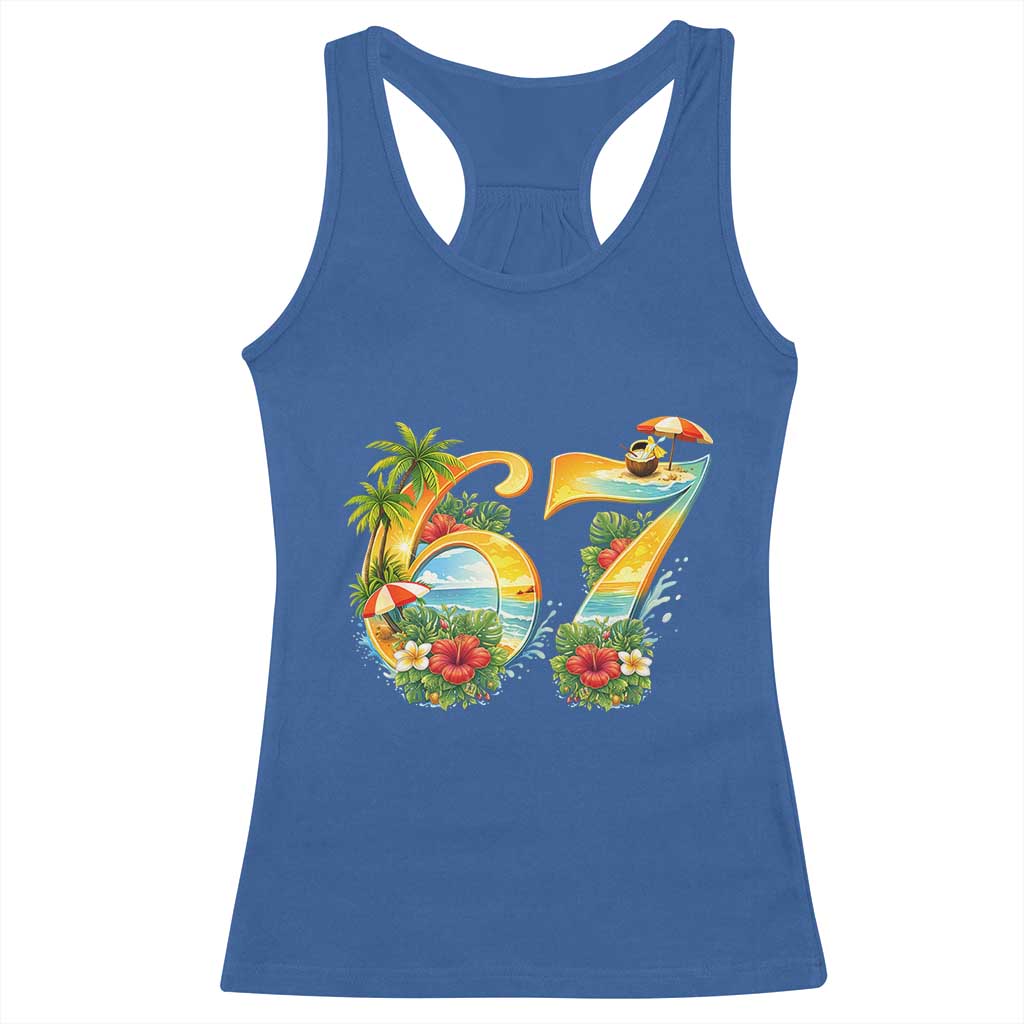 Hawaii Six Seven Racerback Tank Top Tropical Hibiscus Vacation Graphic TS12 Royal Blue Print Your Wear
