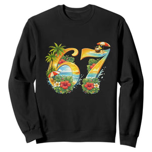 Hawaii Six Seven Sweatshirt Tropical Hibiscus Vacation Graphic TS12 Black Print Your Wear