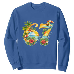 Hawaii Six Seven Sweatshirt Tropical Hibiscus Vacation Graphic TS12 Royal Blue Print Your Wear