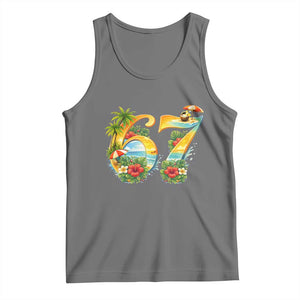 Hawaii Six Seven Tank Top Tropical Hibiscus Vacation Graphic TS12 Black Heather Print Your Wear