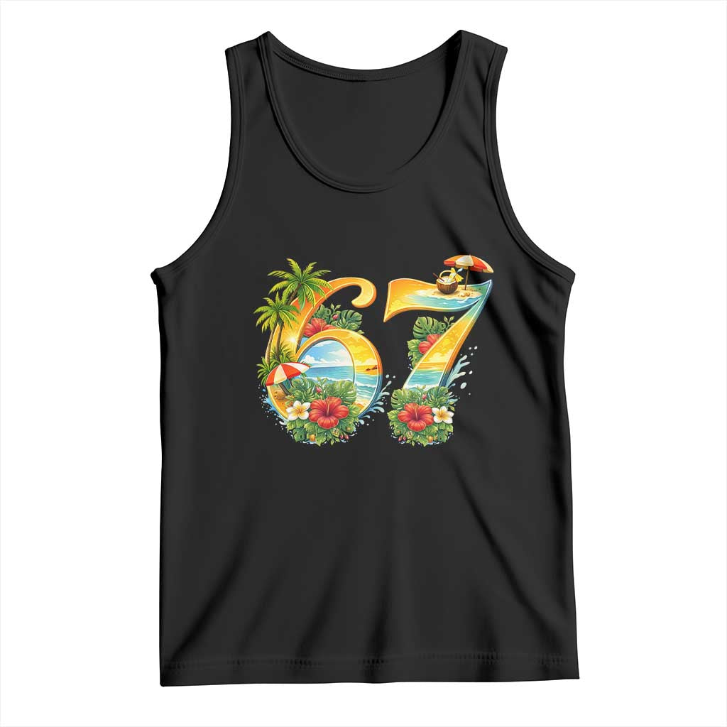 Hawaii Six Seven Tank Top Tropical Hibiscus Vacation Graphic TS12 Black Print Your Wear