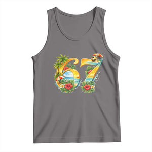 Hawaii Six Seven Tank Top Tropical Hibiscus Vacation Graphic TS12 Deep Heather Print Your Wear
