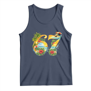 Hawaii Six Seven Tank Top Tropical Hibiscus Vacation Graphic TS12 Navy Print Your Wear