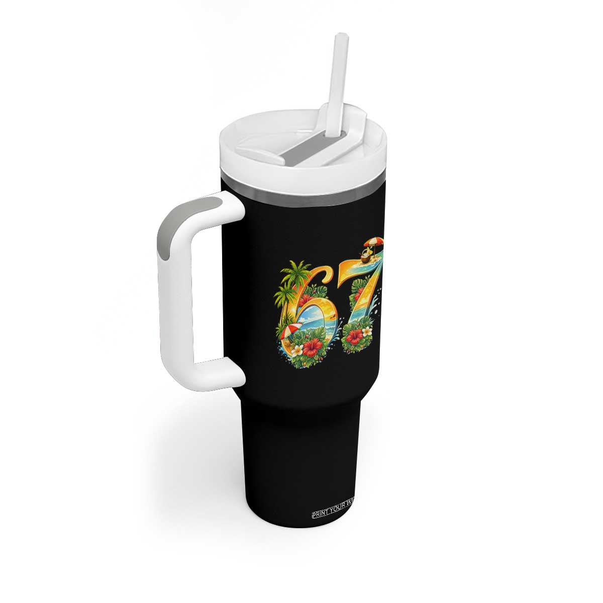 Hawaii Six Seven Tumbler With Handle Tropical Hibiscus Vacation Graphic TS12 Print Your Wear