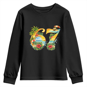 Hawaii Six Seven Youth Sweatshirt Tropical Hibiscus Vacation Graphic TS12 Black Print Your Wear