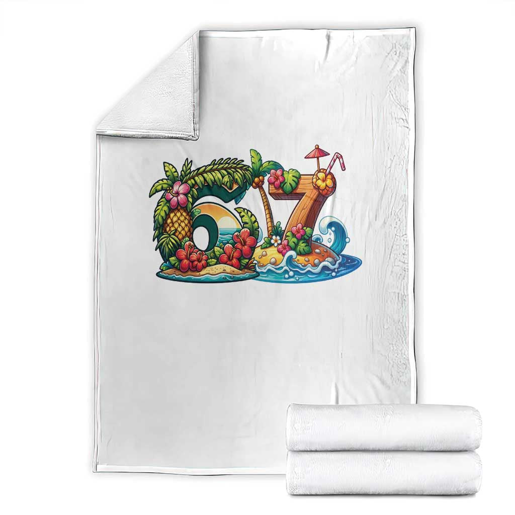 Tropical Beach Six Seven Throw Blanket Summer Island Vacation Graphic TS12 White Print Your Wear