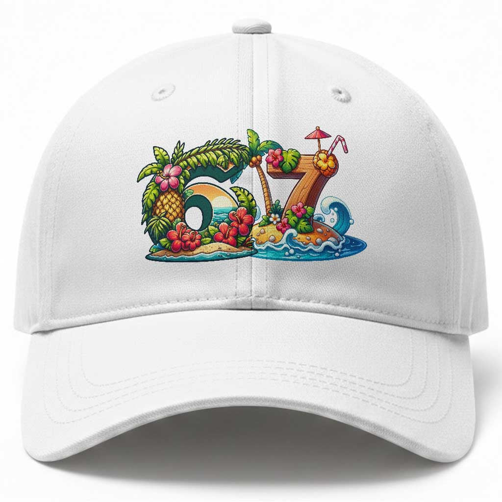 Tropical Beach Six Seven Baseball Cap Summer Island Vacation Graphic TS12 Print Your Wear