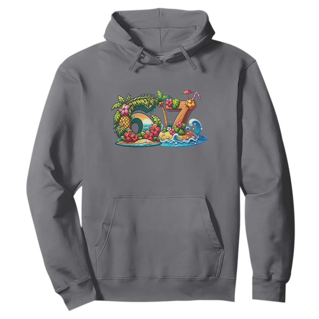 Tropical Beach Six Seven Hoodie Summer Island Vacation Graphic TS12 Charcoal Print Your Wear