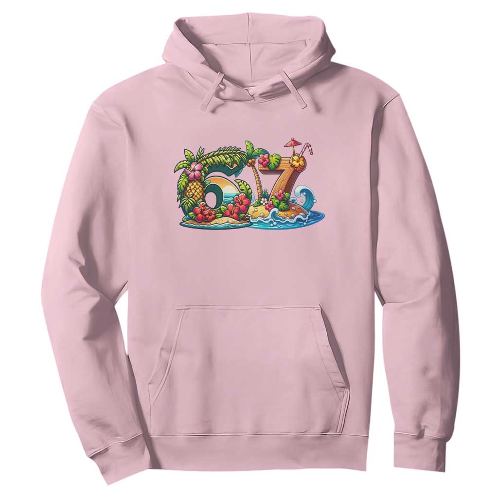 Tropical Beach Six Seven Hoodie Summer Island Vacation Graphic TS12 Light Pink Print Your Wear