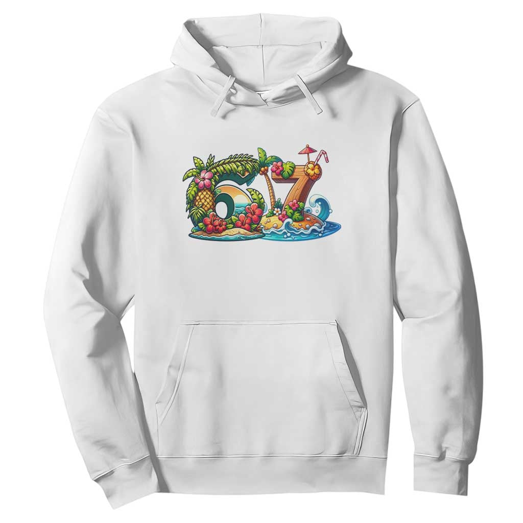 Tropical Beach Six Seven Hoodie Summer Island Vacation Graphic TS12 White Print Your Wear