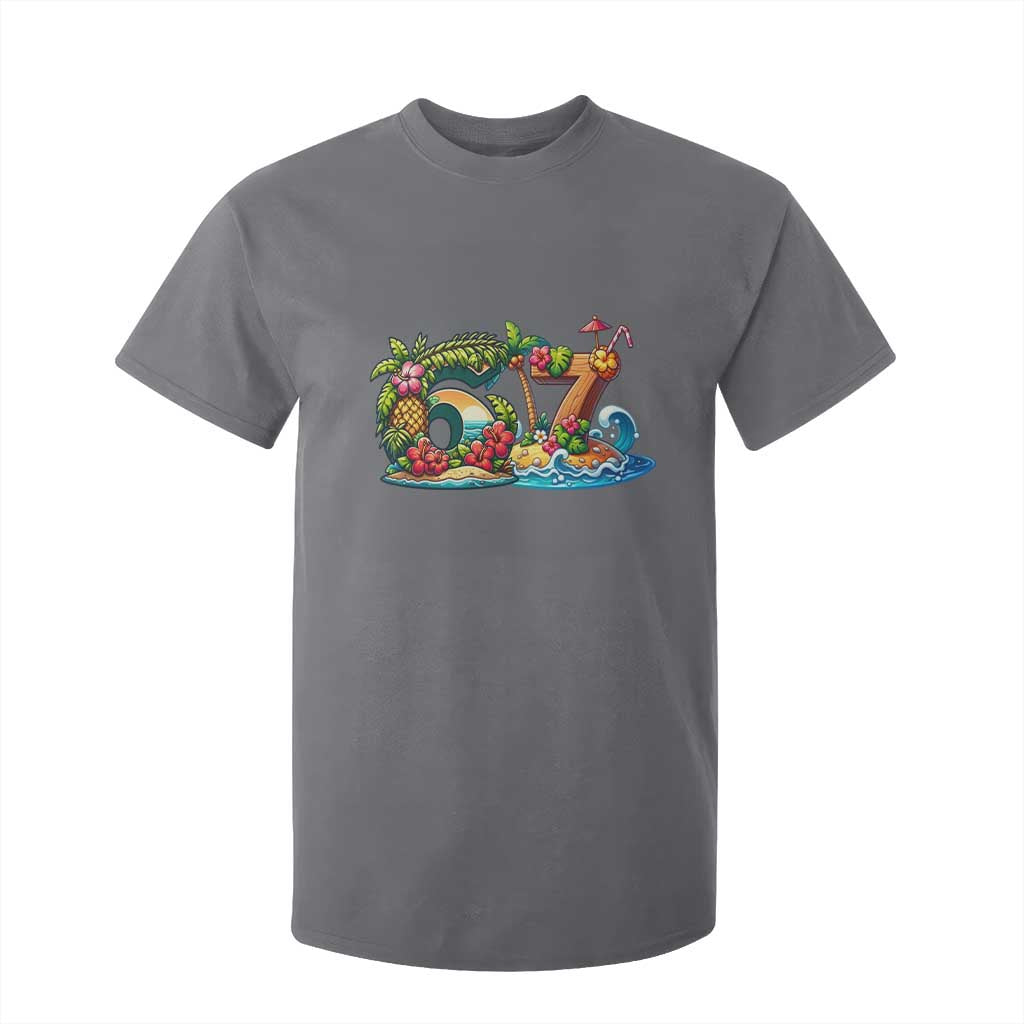 Tropical Beach Six Seven T Shirt For Kid Summer Island Vacation Graphic TS12 Charcoal Print Your Wear