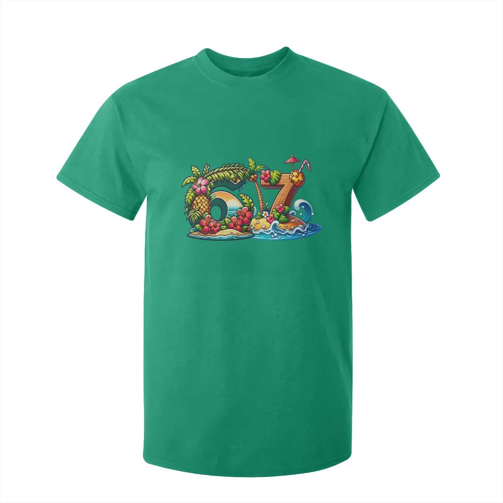 Tropical Beach Six Seven T Shirt For Kid Summer Island Vacation Graphic TS12 Irish Green Print Your Wear