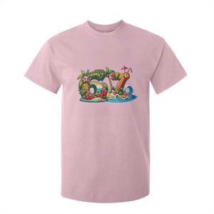 Tropical Beach Six Seven T Shirt For Kid Summer Island Vacation Graphic TS12 Light Pink Print Your Wear