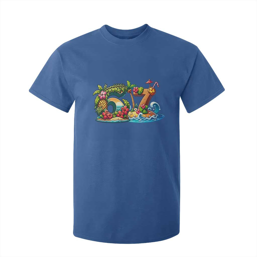 Tropical Beach Six Seven T Shirt For Kid Summer Island Vacation Graphic TS12 Royal Blue Print Your Wear