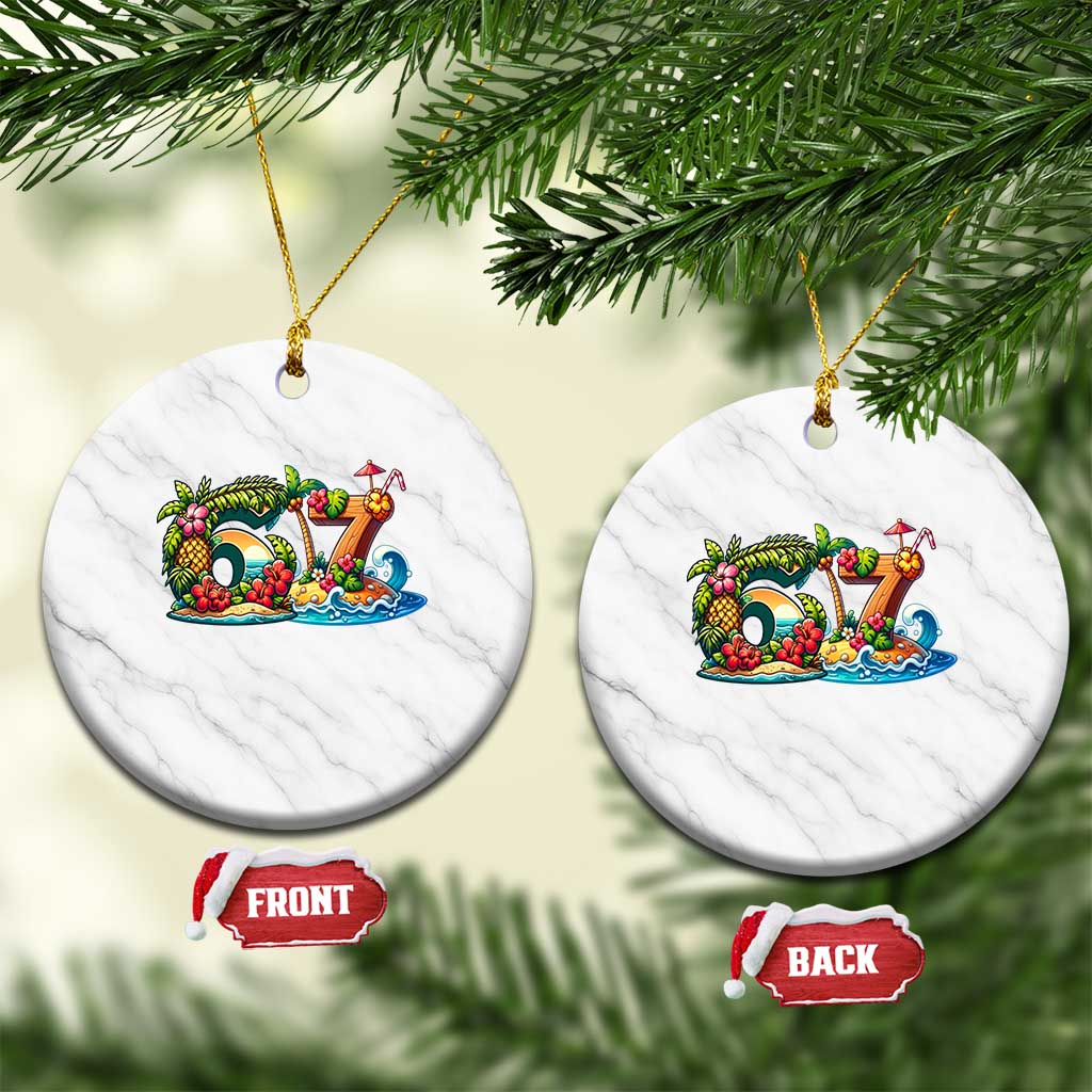 Tropical Beach Six Seven Ceramic Ornament Summer Island Vacation Graphic TS12 1pc White Marble Print Your Wear