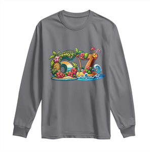 Tropical Beach Six Seven Long Sleeve Shirt Summer Island Vacation Graphic TS12 Charcoal Print Your Wear