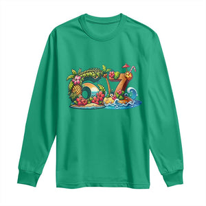 Tropical Beach Six Seven Long Sleeve Shirt Summer Island Vacation Graphic TS12 Irish Green Print Your Wear