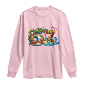 Tropical Beach Six Seven Long Sleeve Shirt Summer Island Vacation Graphic TS12 Light Pink Print Your Wear
