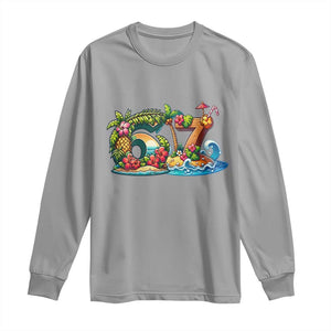 Tropical Beach Six Seven Long Sleeve Shirt Summer Island Vacation Graphic TS12 Sport Gray Print Your Wear