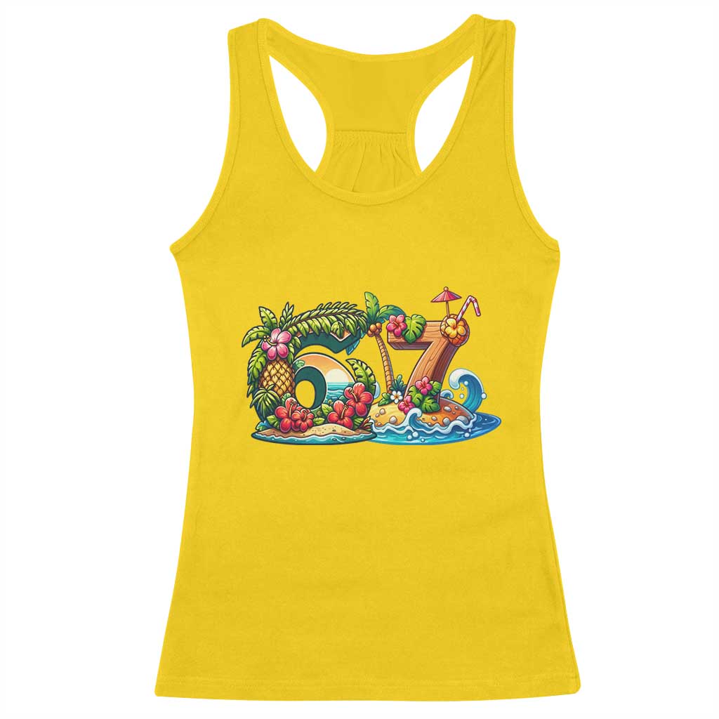 Tropical Beach Six Seven Racerback Tank Top Summer Island Vacation Graphic TS12 Daisy Print Your Wear