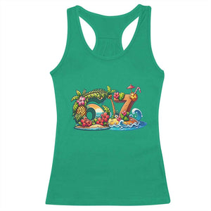 Tropical Beach Six Seven Racerback Tank Top Summer Island Vacation Graphic TS12 Irish Green Print Your Wear