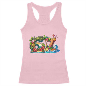 Tropical Beach Six Seven Racerback Tank Top Summer Island Vacation Graphic TS12 Light Pink Print Your Wear