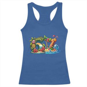 Tropical Beach Six Seven Racerback Tank Top Summer Island Vacation Graphic TS12 Royal Blue Print Your Wear