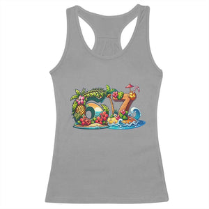 Tropical Beach Six Seven Racerback Tank Top Summer Island Vacation Graphic TS12 Sport Gray Print Your Wear