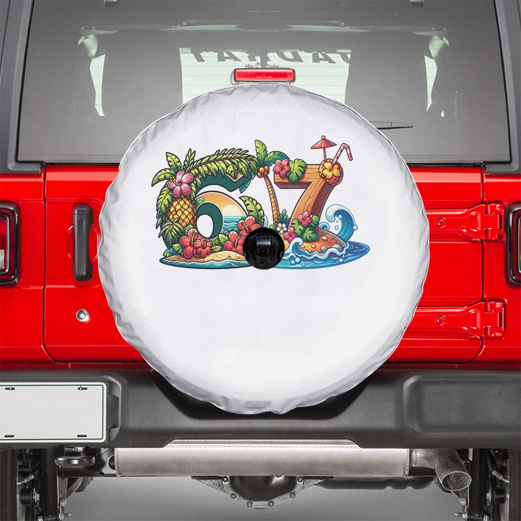 Tropical Beach Six Seven Spare Tire Cover Summer Island Vacation Graphic TS12 White Print Your Wear