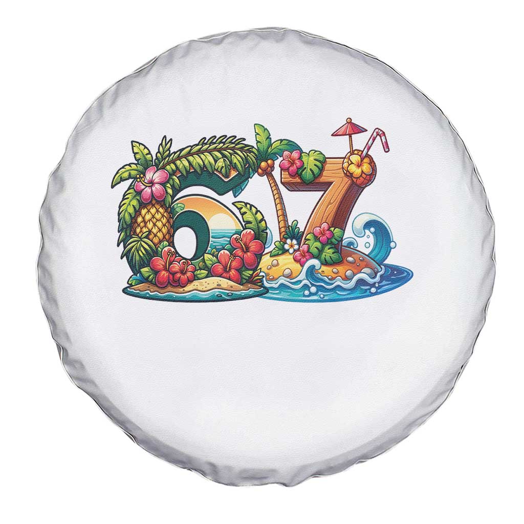 Tropical Beach Six Seven Spare Tire Cover Summer Island Vacation Graphic TS12 Print Your Wear