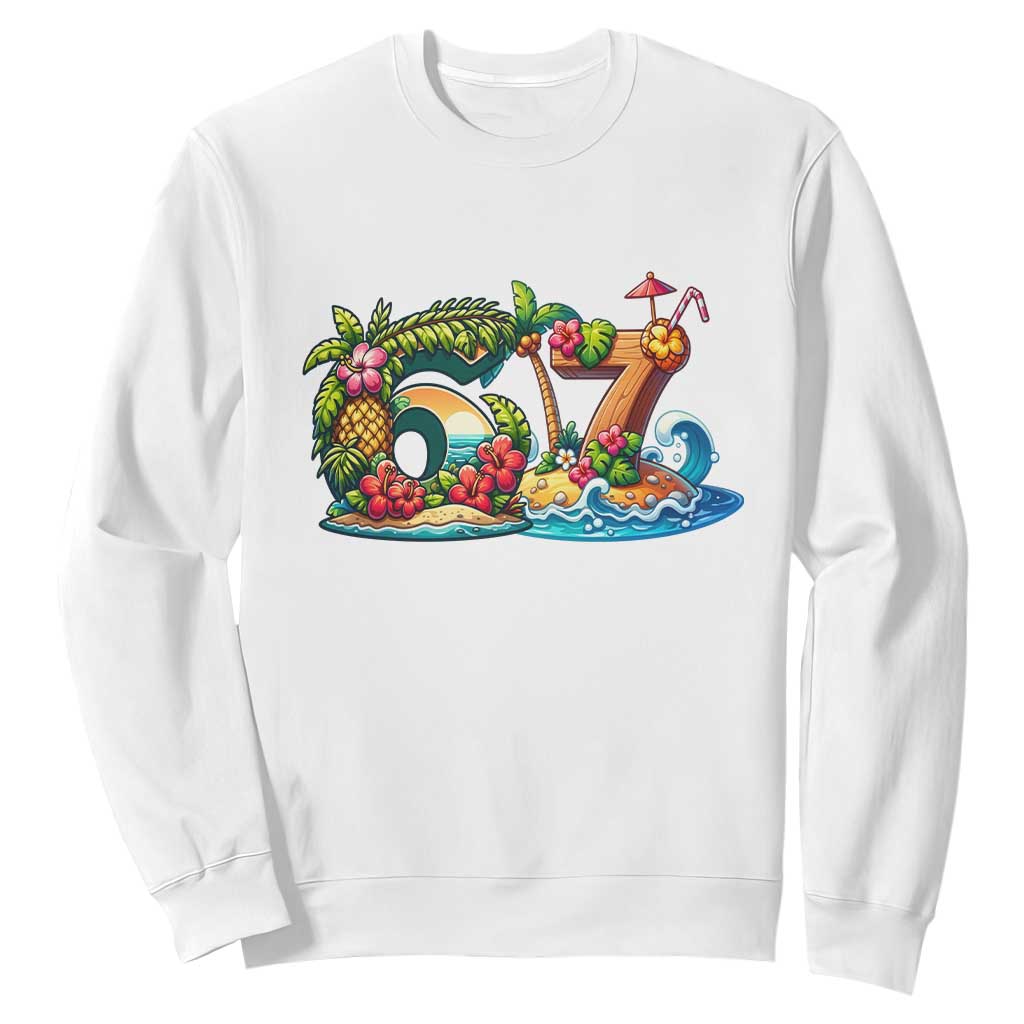 Tropical Beach Six Seven Sweatshirt Summer Island Vacation Graphic TS12 White Print Your Wear