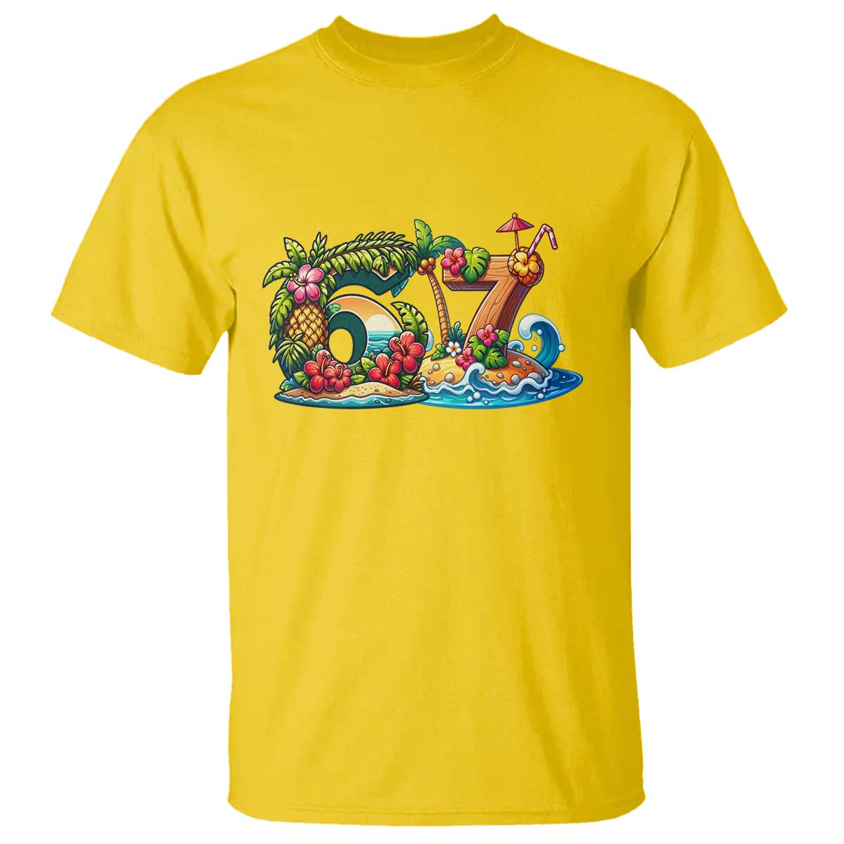 Tropical Beach Six Seven T Shirt Summer Island Vacation Graphic TS12 Daisy Print Your Wear