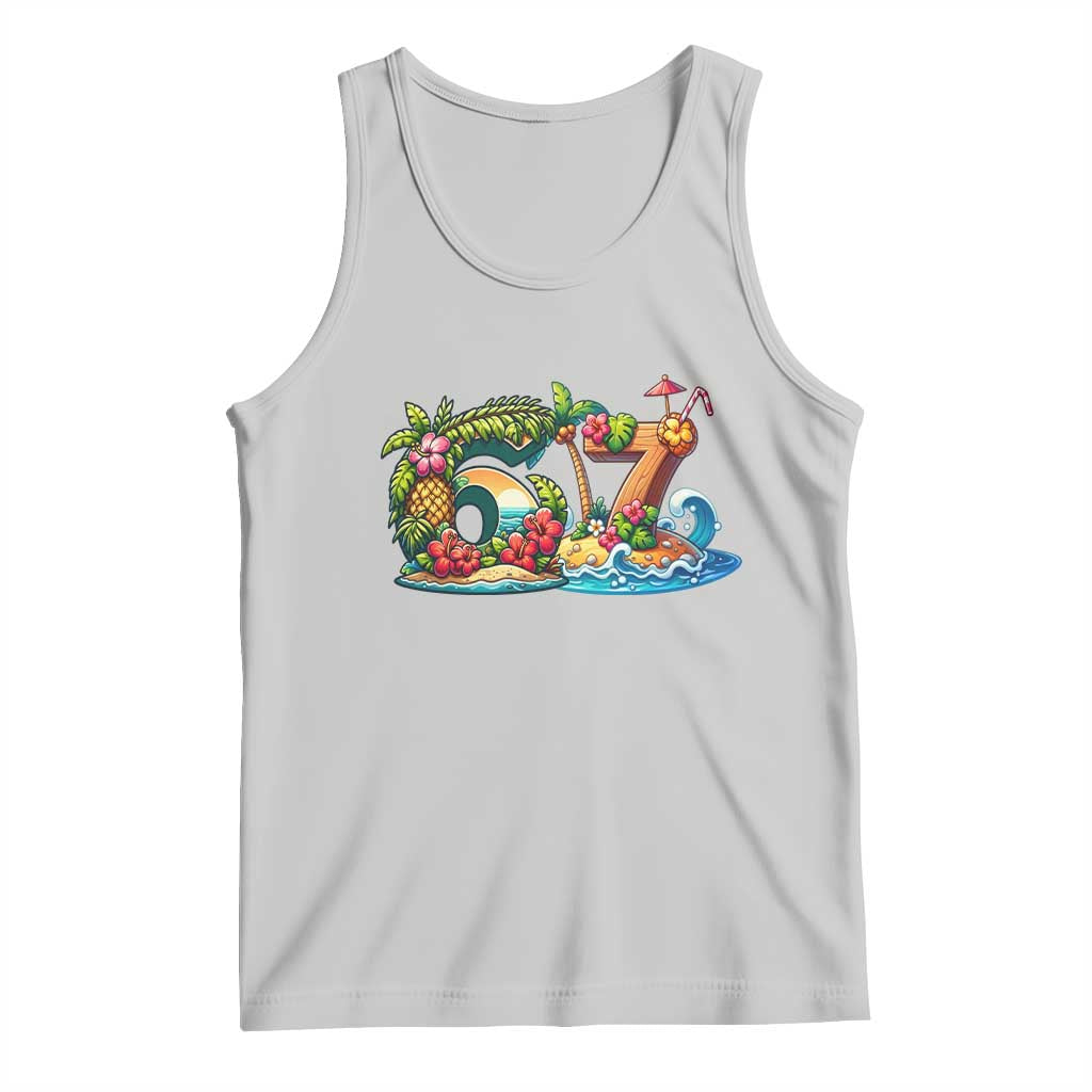 Tropical Beach Six Seven Tank Top Summer Island Vacation Graphic TS12 Ash Print Your Wear