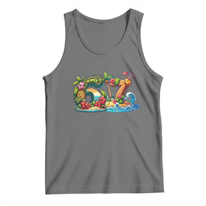Tropical Beach Six Seven Tank Top Summer Island Vacation Graphic TS12 Black Heather Print Your Wear