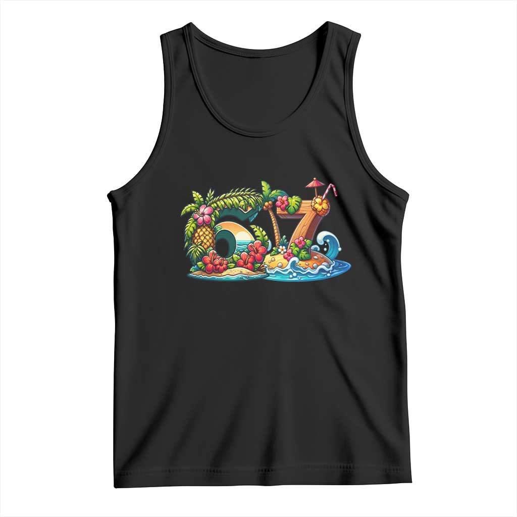 Tropical Beach Six Seven Tank Top Summer Island Vacation Graphic TS12 Black Print Your Wear