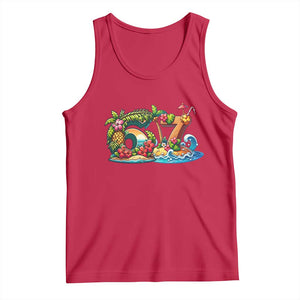 Tropical Beach Six Seven Tank Top Summer Island Vacation Graphic TS12 Red Print Your Wear