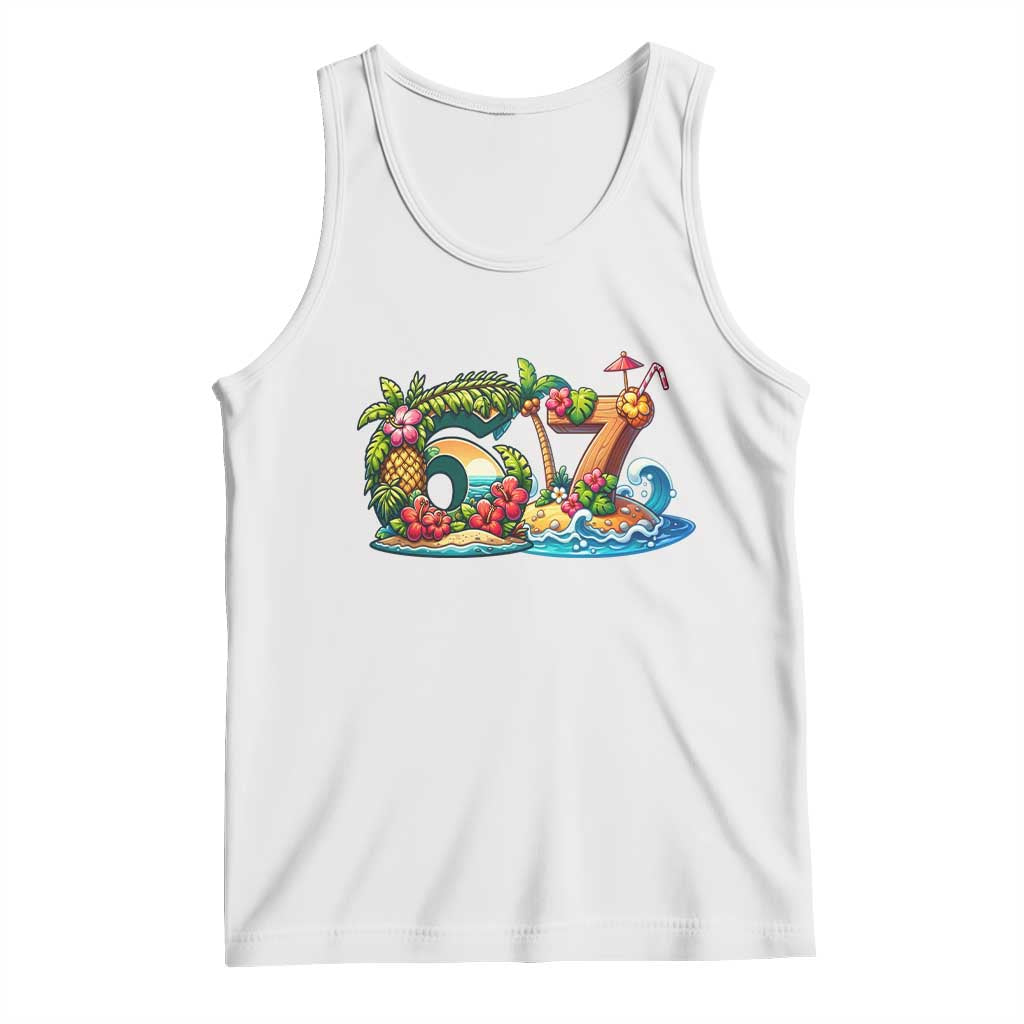 Tropical Beach Six Seven Tank Top Summer Island Vacation Graphic TS12 White Print Your Wear