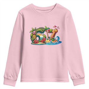 Tropical Beach Six Seven Youth Sweatshirt Summer Island Vacation Graphic TS12 Light Pink Print Your Wear