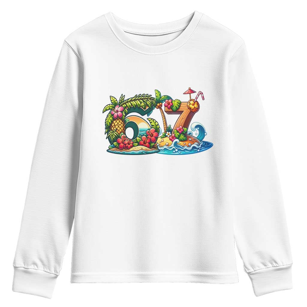 Tropical Beach Six Seven Youth Sweatshirt Summer Island Vacation Graphic TS12 White Print Your Wear